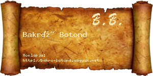 Bakró Botond névjegykártya